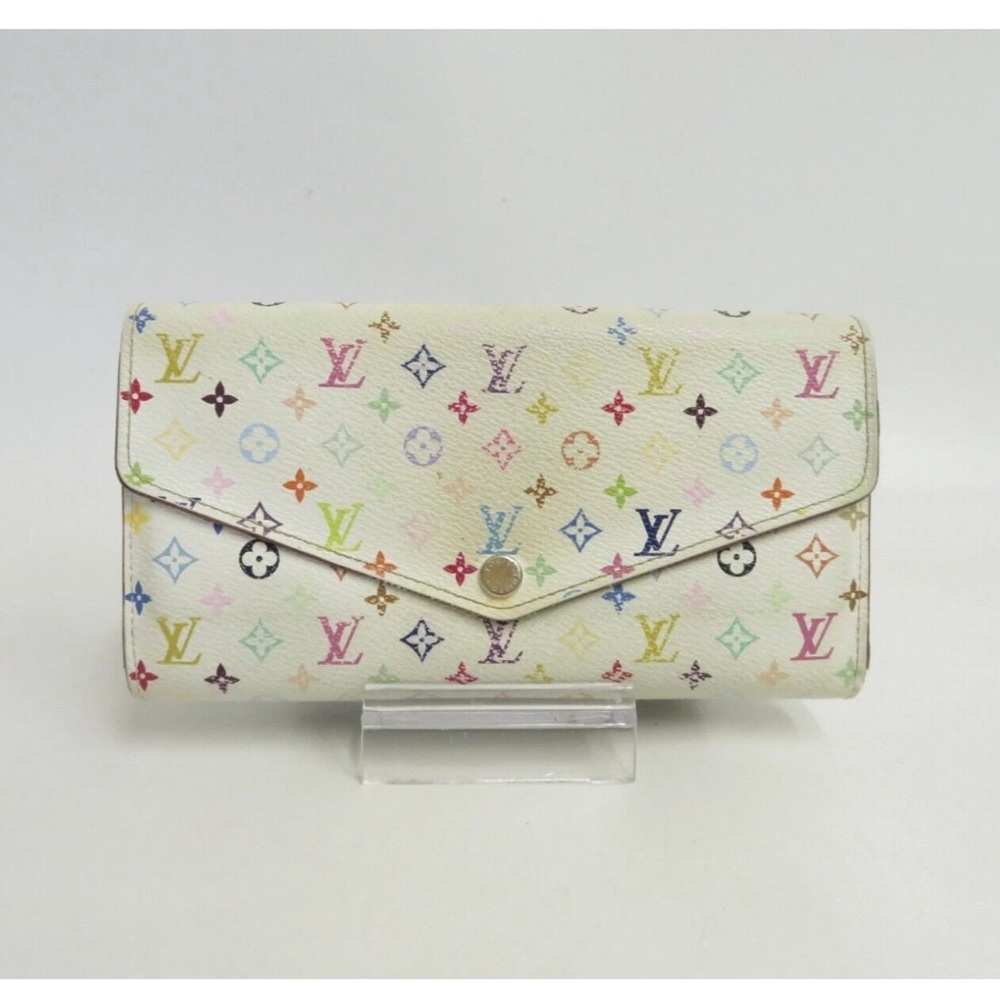 👜 Louis Vuitton Multicolor White Beige Pink Monogram Long Wallet Envelope Classy